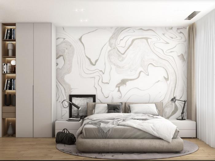 Schlafzimmer mit hochwertigem Parkettboden und Klimaanlage