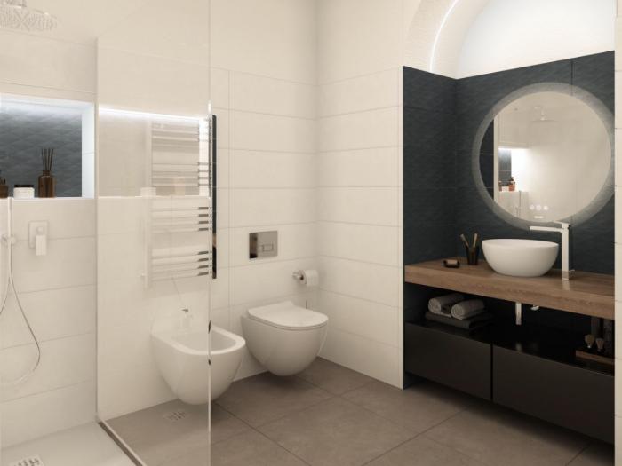 Stilvoll gestaltete Badezimmer (jeweils mit Bidet)