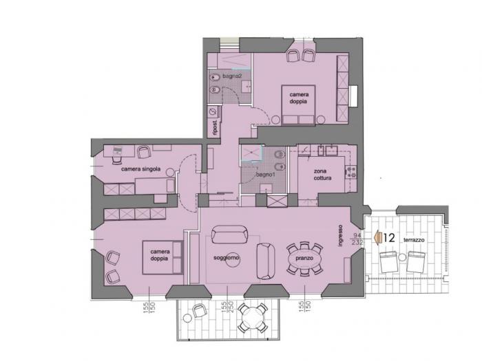 Lageplan für die Wohnung Nr. 12 ( € 735.000,-)